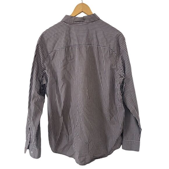 Columbia Brown White Checks Long Sleeve 100% Cotton Button Down Dress Shirt - Picture 2 of 7